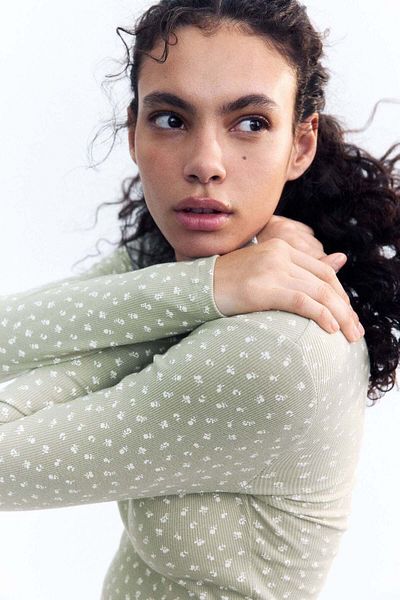H&M Picot-trimmed cotton top