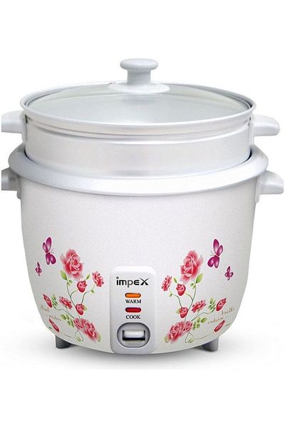 İMPEX طباخ أرز كهربائي أسطواني سعة 0.6 لتر، 350 واط - RC 2805، مع وعاء داخلي من الألومنيوم للطهي في المطبخ