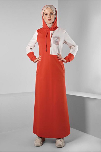 Alvina Hooded Stone Printed Tracksuit Dress - 43411