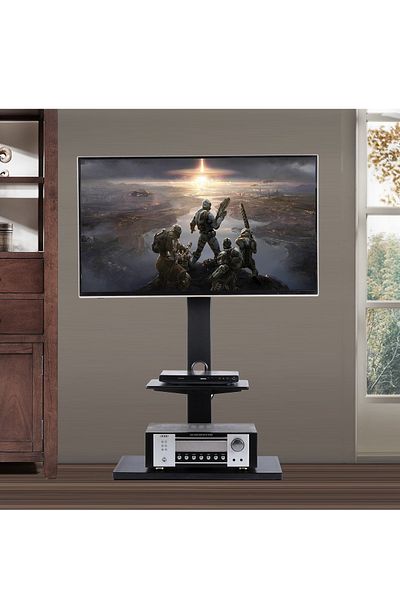 FlashHawk Floor TV Stand with MDF Shelf for 32-60 inch LCD TV,Height Adjustable TV Stand