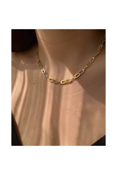 Vigens Mulier 925 Ayar Zirkon Taşlı Ataç Detaylı Luxry Kolye Liamento