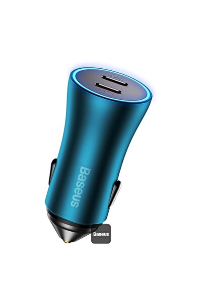 Baseus شاحن سيارة جولدن كونتاكتور برو ثنائي النوع سي - 40 وات - أزرق