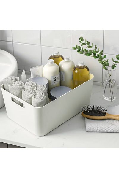 IKEA UPPDATERA Box, White, 34x24 cm – Durable & Easy-to-Clean Storage Organizer