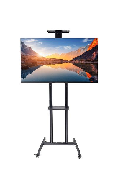 FlashHawk Mobile TV Stand for 32 to 55 inch TVs, Height Adjustable Portable TV Stand with Wheels and Tray