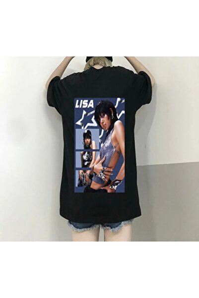 weywot Μαύρο μπλουζάκι Unisex με στάμπα Lisa Rock εμπρός/πίσω