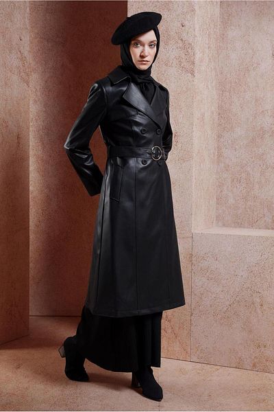 Alvina Suni̇ Leather Belt Trench Coat 10905