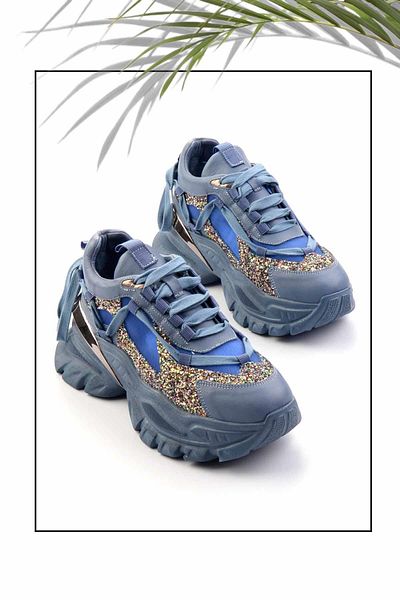 Bambi Pantofi de damă din piele albastră denim K01480004703