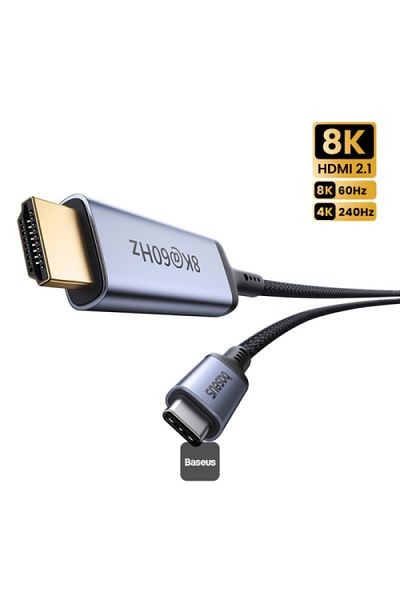 Baseus محول من النوع C إلى HDMI 8K عالي الدقة - 1.5 متر - أسود عنقودي