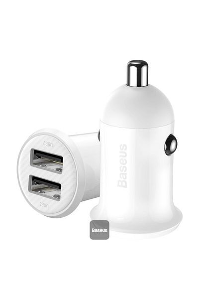 Baseus Baseus Grain Pro Car Charger (Dual USB 4.8A ) - White