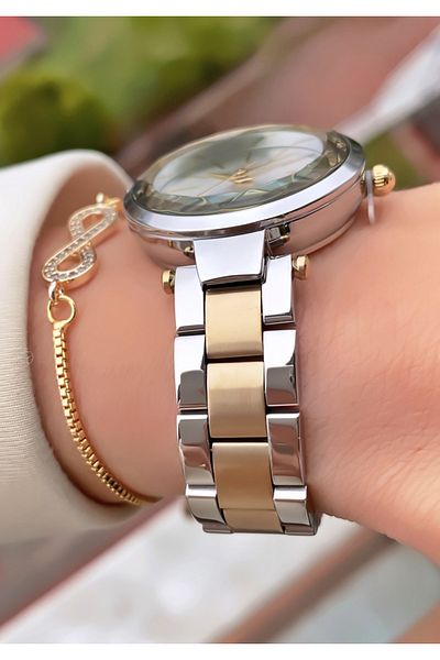 Homies Brand Gold Silver Color 2 Years Warranty, Stainless, Waterproof Women's Wristwatch - Bracelet Gift
