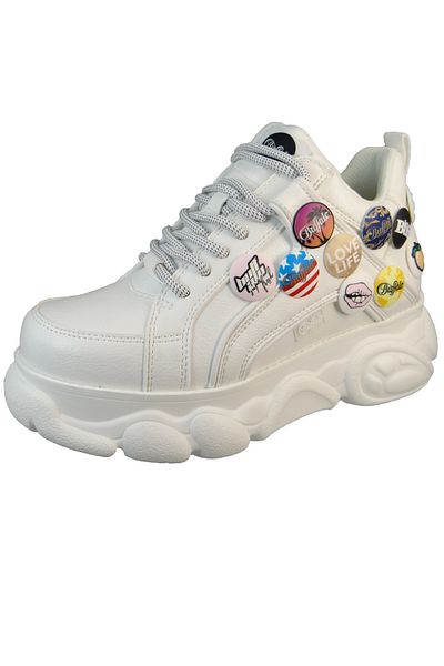 Buffalo Damen Low Sneaker CLD Corin Button Low Top 1630884 Weiß White Kunstleder