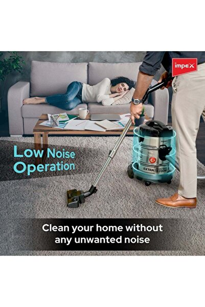 İMPEX Impex Powerpro Vacuum Cleaner, 2200w, 21l - Vc 4708, Low Noise Metal Body, Accessories, Black/silver