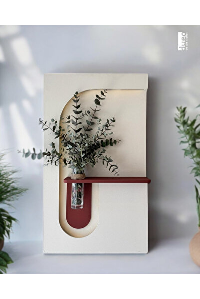 Home LED Işıklı Ahşap Dekoratif Tablo ve Cam Vazo Seti