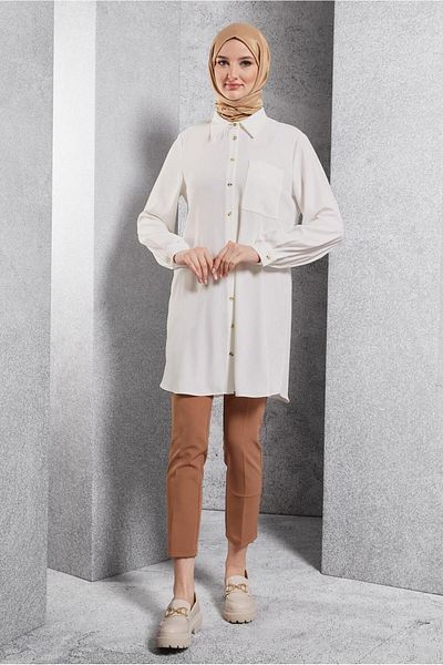 Alvina 45073 Model Shirt Collar Hijab Tunic