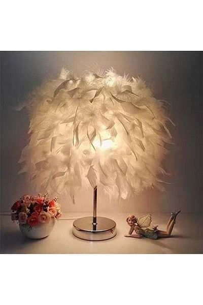 fulina Feather Household Table Lamp, With LED, warmer and romantic, Suitable for Study, Living Room
