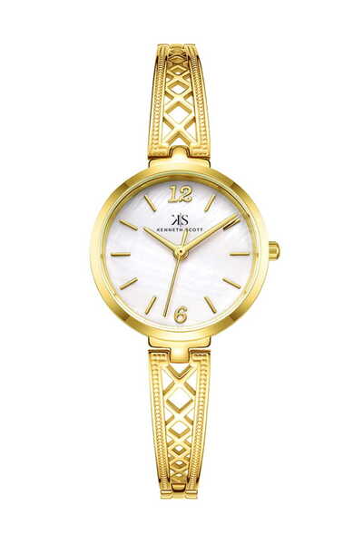Kenneth Scott ساعة كينيث سكوت النسائية التناظرية بمينا أبيض - K22518-GBGM