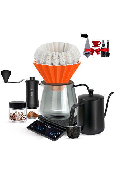 MIBRU مجموعة قهوة V60 مكونة من 11 قطعة من أدوات تحضير القهوة بالتنقيط، مطحنة يدوية ممتازة للسكب