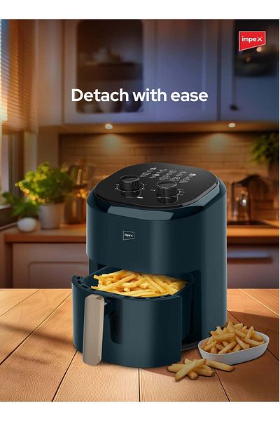 İMPEX 4.5l Air Fryer, 1200w - Af4305a, Oil-free, Adjustable Temp, 60-min Timer, Non-stick, Green