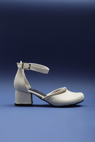 Panda Stoned Comfortable Sole - Glittery Girl's Evening Dress Shoes - Mother of Pearl