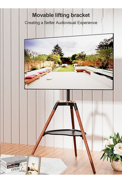 FlashHawk Height Adjustable Floor TV Stand for 32-65 inch Screens,Corner TV Stand Mount with Wood Legs