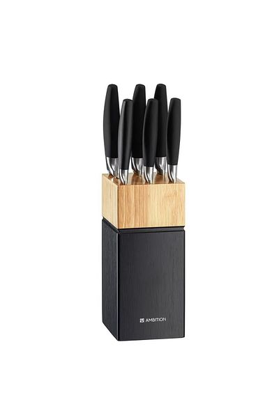 Ambition Knife set, 7 pieces, black wooden block, Magnat