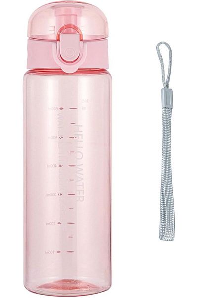 COOYA Bike Water Bottles, Reusable, BPA-Free, Leak-Proof with Carrying Strap, for Travel(Pink)