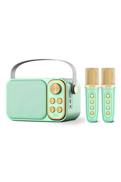 İMPEX Portable Bluetooth Karaoke Speaker - Km1302, With 2 Wireless Mics, Voice Modulation, Type-c Charging