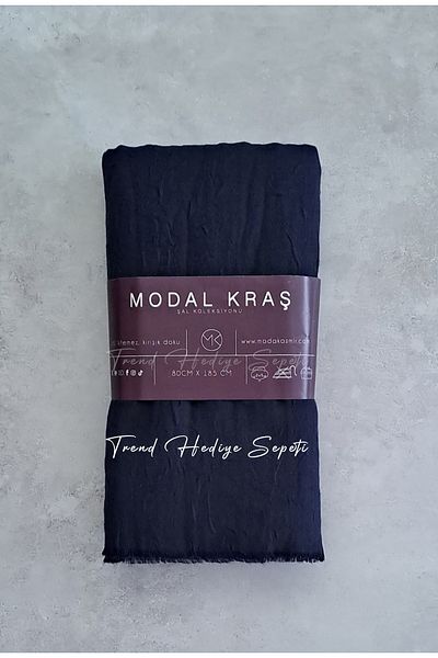 Trend Hediye Sepeti Σάλι Bamboo Kraş Σκούρο Μπλε Μπλε Χρώμα