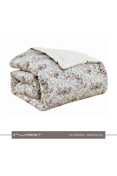 INREST طقم سرير من 6 قطع مصنوع من القطن بنسبة 100% - تصميم كلاسيكي بألوان هادئة (مقاس كينج 230 × 250 سم)