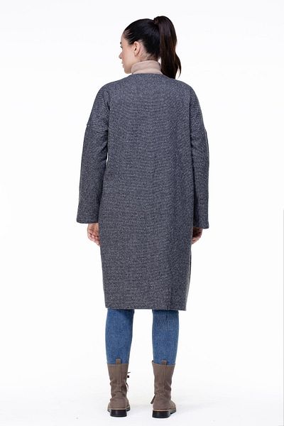 Eliş Şile Bezi Κορεάτικο Interlock Long Snow Pattern Φθινοπωρινό και Χειμερινό παλτό Γκρι Γκρι