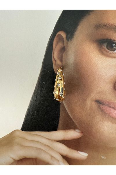 Pinery Jewels Stone Ring - Midi Size - Steel Does Not Tarnish - Pair of Plated Earrings