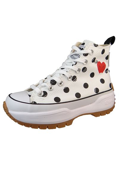 British Knights Damen High Sneaker Kaya Mid Fly High Top B49-3714 Weiß 02 White/Black Polkadot/Heart Textil
