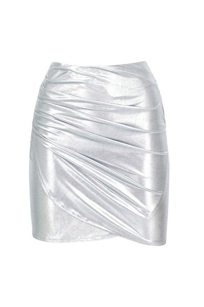 La Sarta Fustă mini Shine Glitter Gri argintiu