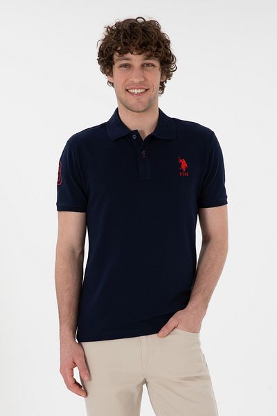U.S. Polo Assn. Ανδρικό μπλουζάκι με λεπτή εφαρμογή Polo Neck Navy Blue Basic 50305929 -vr033