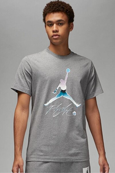 Nike Air Jordan Mj Brand Graphic Crew Men's Gray Sports T-Shirt