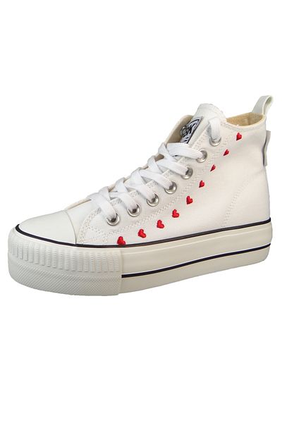British Knights Damen Mid Sneaker Kaya Mid High Top B51-3730 Weiß 02 White HeartsTextil