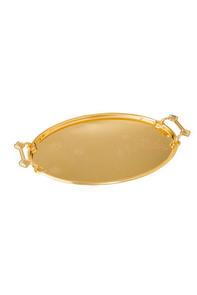 Dania A set of 3 gilded metal trays of different sizes with an elegant and beautiful design, suitable for all presentations and occasions.