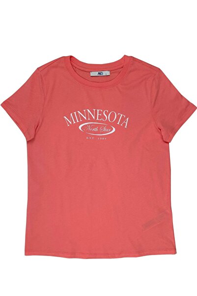 ASG TEKSTİL Tekst u ružičastoj boji Detaljan Oversize kroj Ženski T-shirt