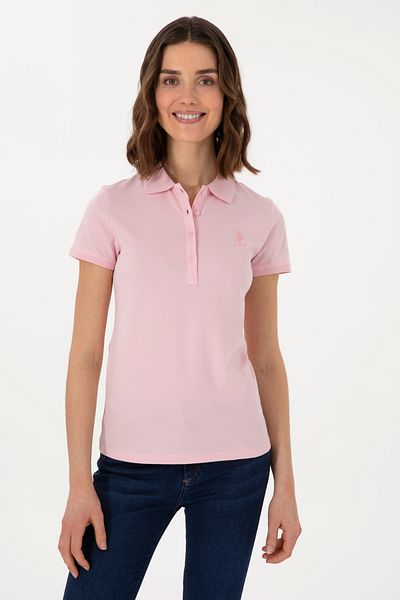 U.S. Polo Assn. Γυναικείο ανοιχτό ροζ Basic Polo Neck T-shirt 50300896-vr078