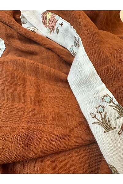 NOİSY TEKSTİL 3 Layer 100% Cotton Multi-Purpose Muslin Cover with Piping Detail 70 X 70 cm