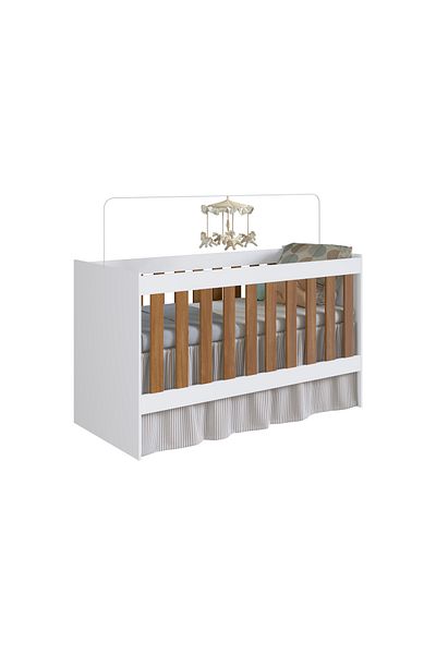 Art In Móveis Modern children's bed for children's bedrooms and home, white and brown color, 132.6*74.9*63