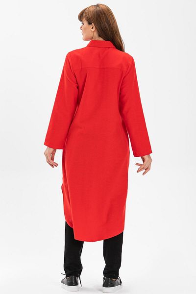 Eliş Şile Bezi Long Sleeve Merve Flannel Autumn And Winter Tunic Red Red