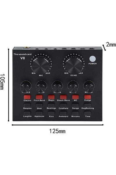 COOYA V8-Live Sound Card, Audio Mixer with Sound Card, USB External Karaoke Recording Mobile Audio Mixer