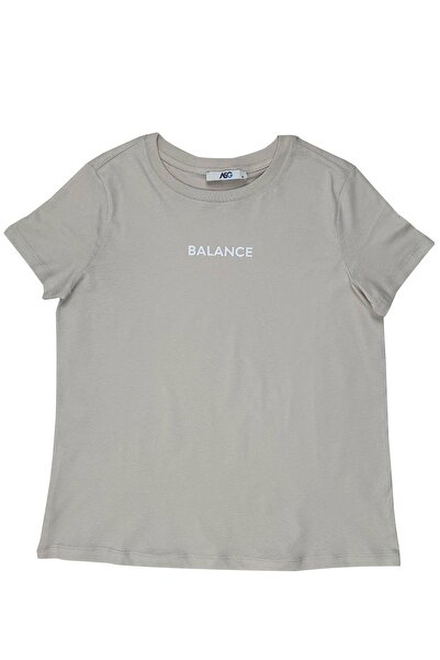 ASG TEKSTİL Tekst u sivoj boji Detaljan Oversize kroj Ženski T-shirt