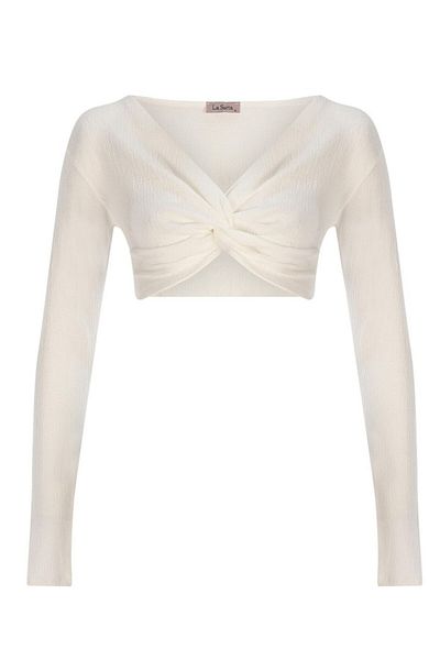 La Sarta Crop top cu decolteu în V Mykonos alb
