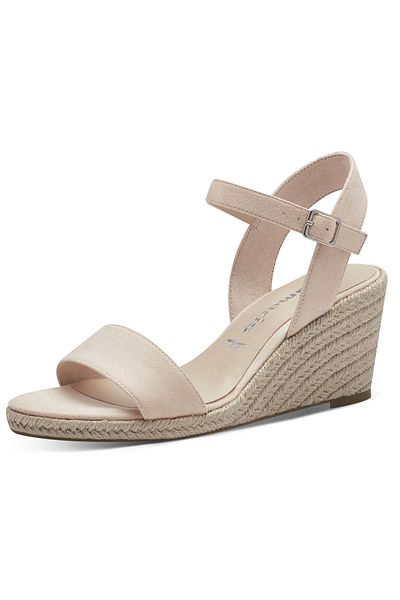 Tamaris Damen Komfort Sandalen Keil 1-28300-42 Creme 251 Nude Textil Mit Touch-it