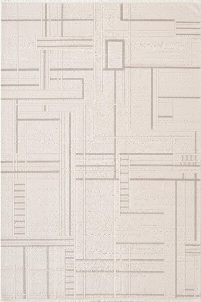 Karmen Halı Leon LN004A Krem Halı Modern Desen Pamuk Taban Akrilik Tozuaz Sal...