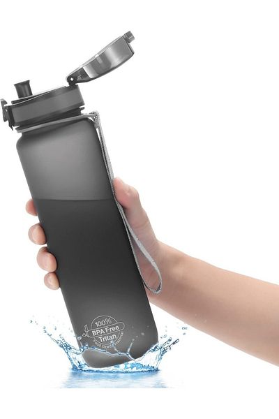 COOYA Bike Water Bottle 0.5L Leak-Proof, Flip Top Lid and Removable Strainer for Fitness Cycling