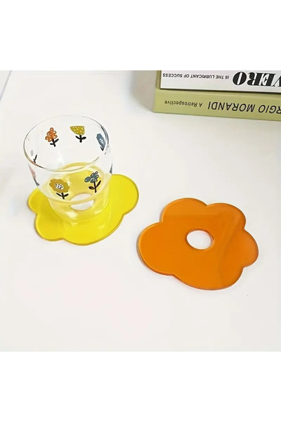 Pleksi Marketi Plexiglass Yellow and Orange Coasters 3 Pieces Orange / 3 Piec...
