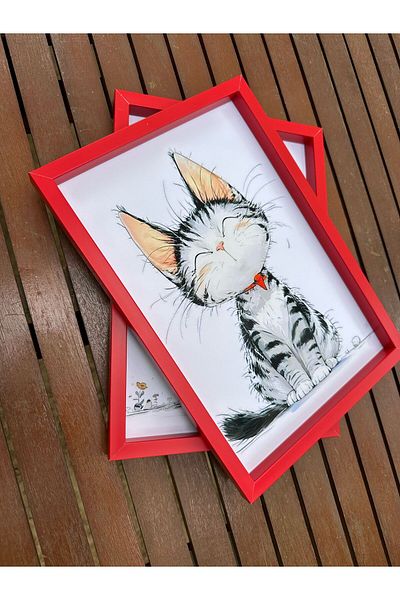 Senden Hediye Cat Frame Set Red 20X30